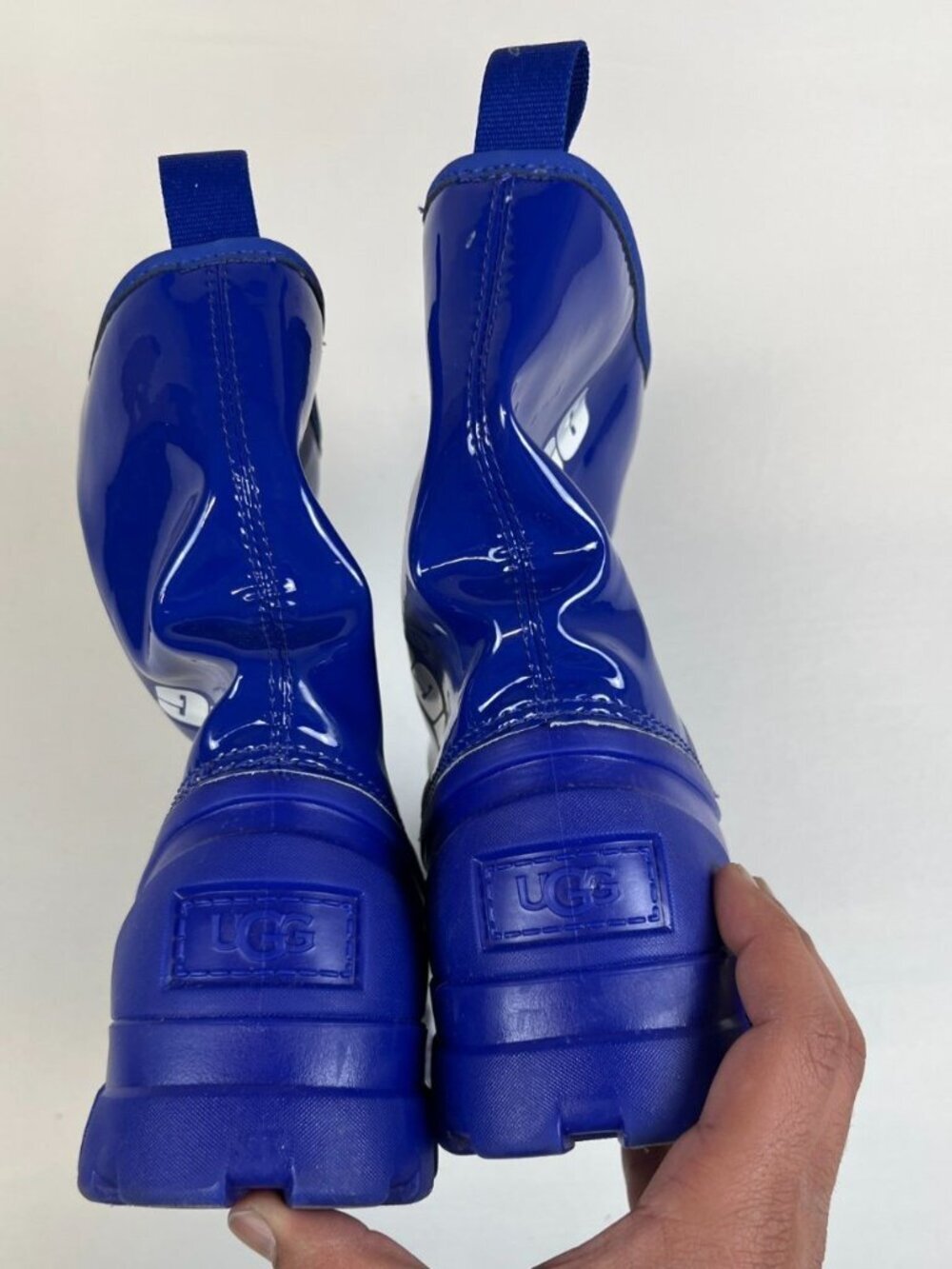 UGG Women 8 Royal Blue Patent Leather Drizlita Rain Boots Waterproof 1144059 - Picture 8 of 8